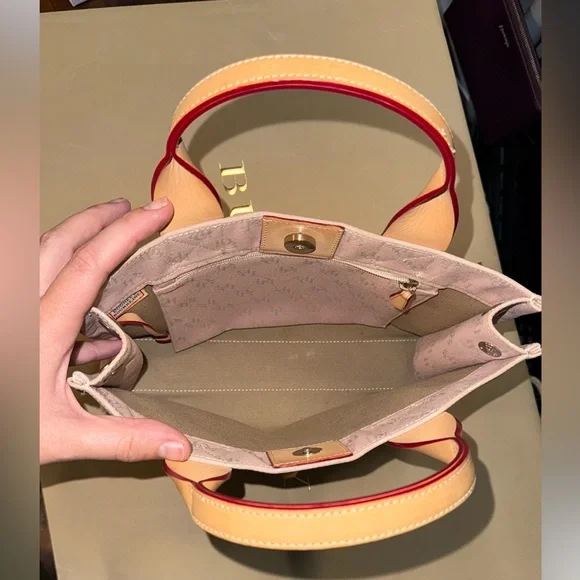 Dooney & Bourke Pink and Tan Totes with Monogram Patterns - Picture 8 of 10